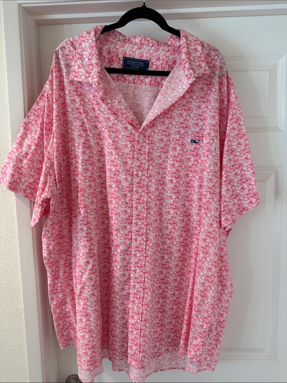 Vineyard Vines Pink Paisley-Print Short Sleeve Button-Down Shirt